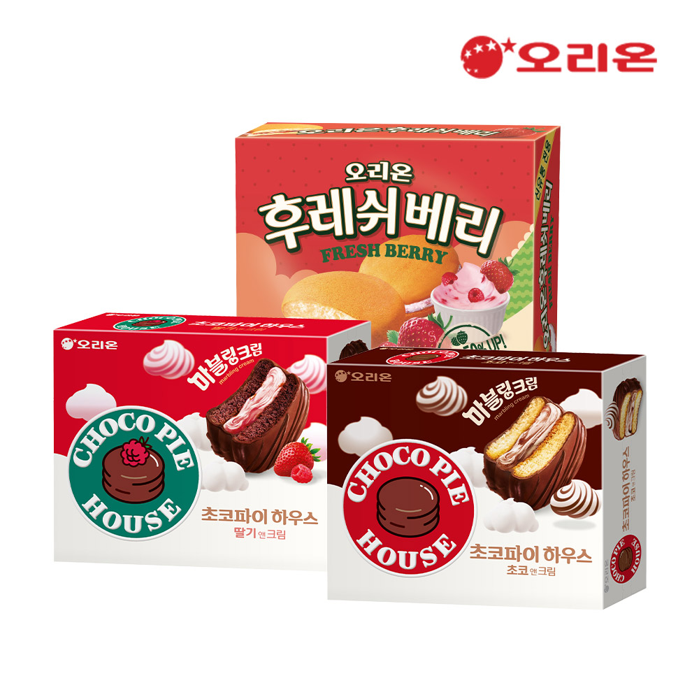 오리온 초코파이하우스12p408g초코+딸기+후레쉬베리12p336g : oneline20