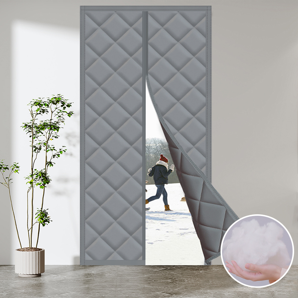 현관 방풍비닐 우풍 차단 커튼 베란다 현관문 바람막이 누빔 방풍막 그레이 90x210cm - 상품 이미지