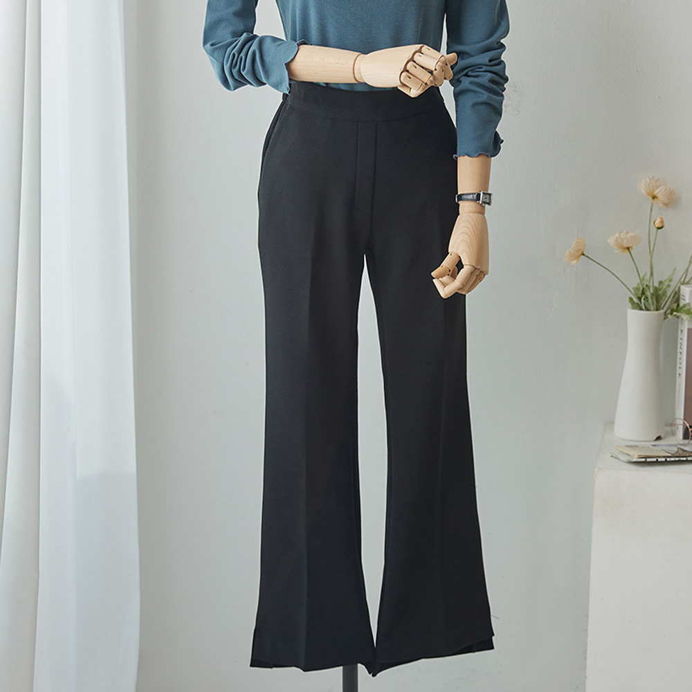 모첼 속기모 언발 트임 세미부츠컷 스판 뒷밴딩 슬랙스 - 상품 이미지