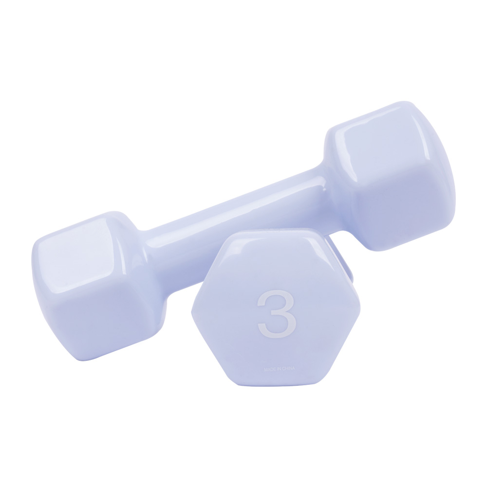 아이워너 PVC 뷰티 육각 덤벨 미용 아령 3kg, 2개, 스카이블루 - 메인 이미지