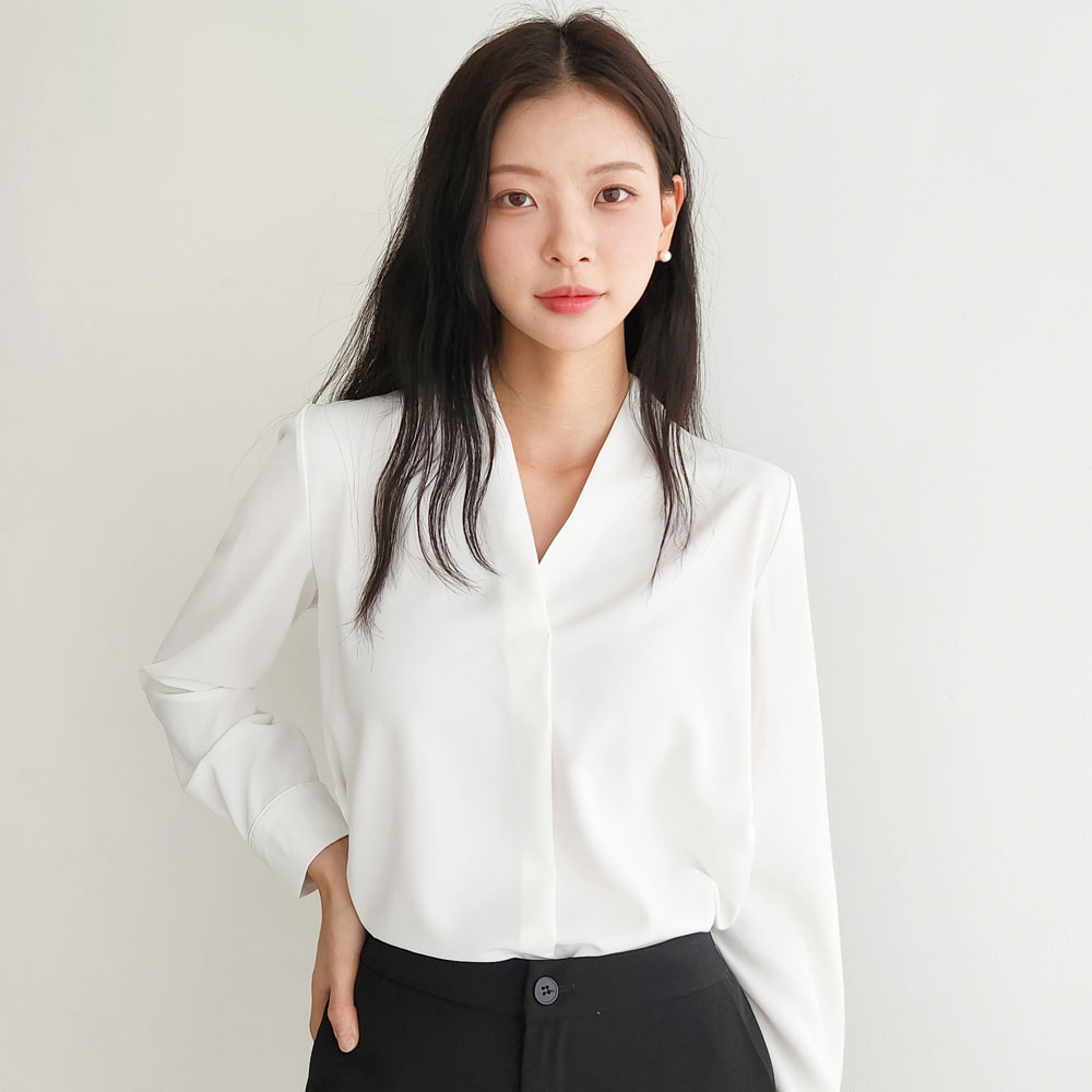 흰색 면접 흰블라우스 통통녀 하객룩 [셀디] - 상세 이미지 2
