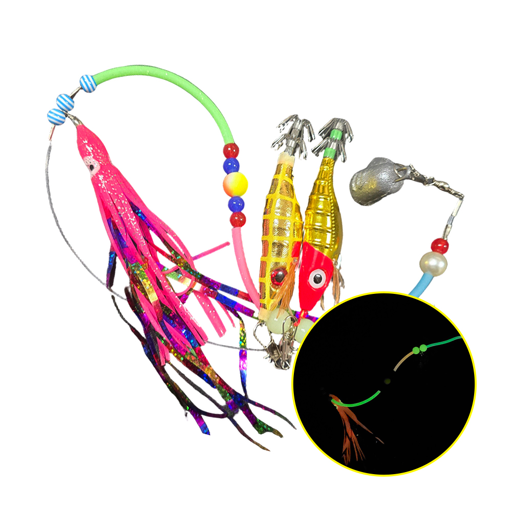 문어 채비 꼴뚜기 2단 야광 튜브 바다 선상 돌문어 꽃게 스커트 동해 반짝이