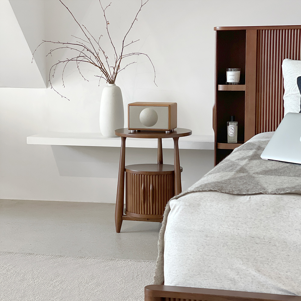 로포텐 로망 원목 틈새 미니 침대 옆 협탁 선반