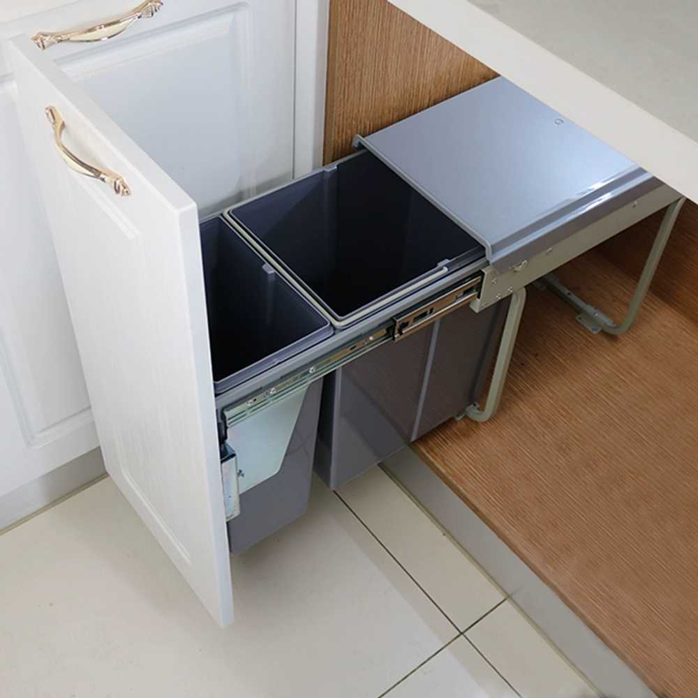 인출식 쓰레기통 주방 분리수거함 빌트인 휴지통 레일 20L+10L - 상품 이미지