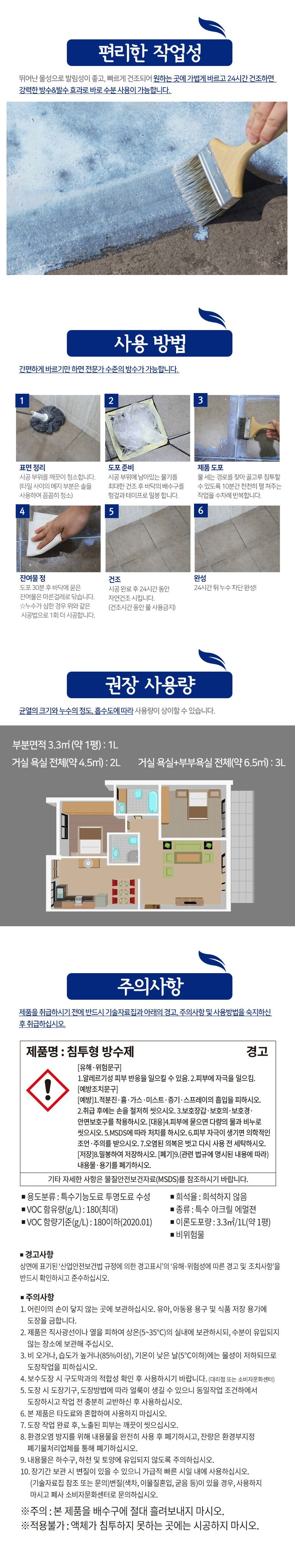 액체형 방수코팅제 침투 방수제 바르는 방수액 - 상세 이미지 5