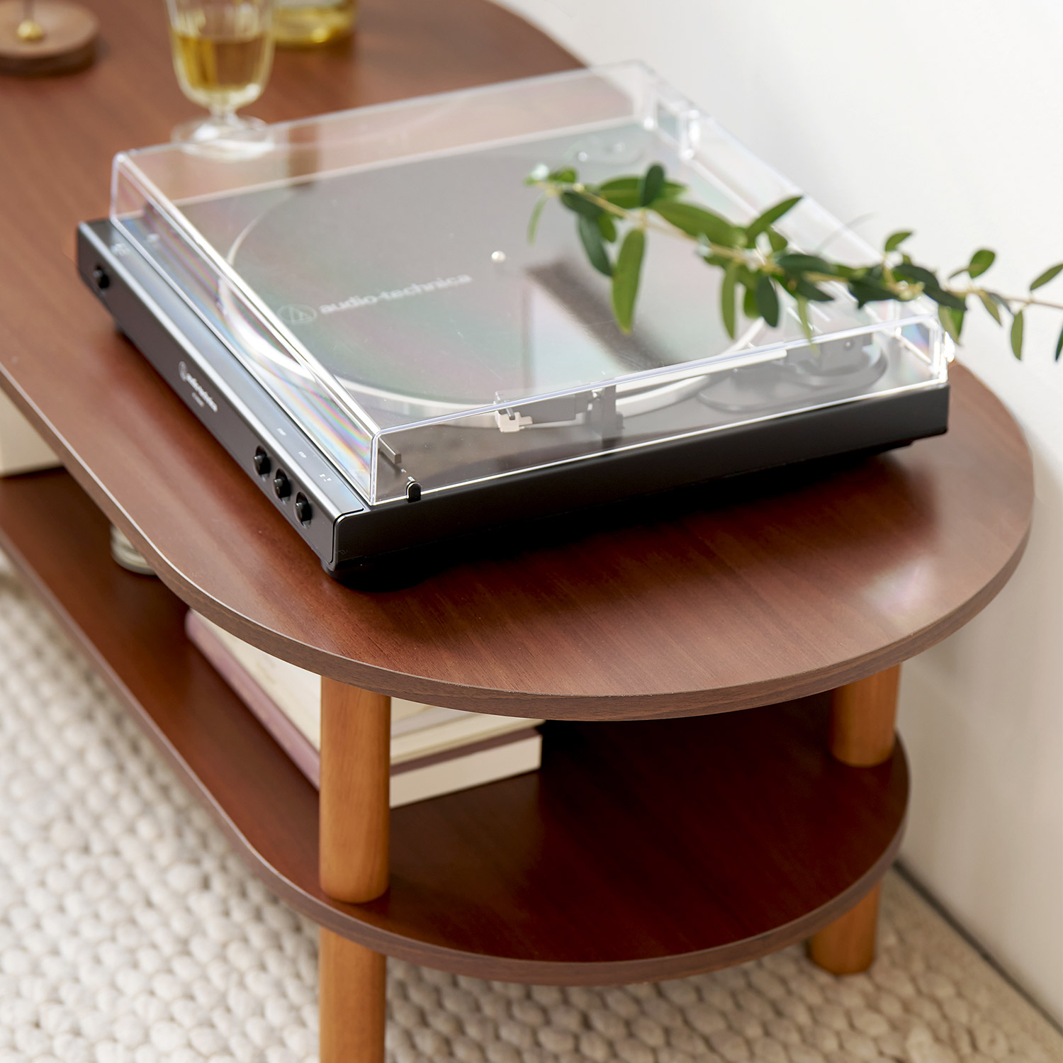 발트 타원형 레이어드 거실테이블 E0등급 1200x500mm, 브라운 - 상세 이미지 4