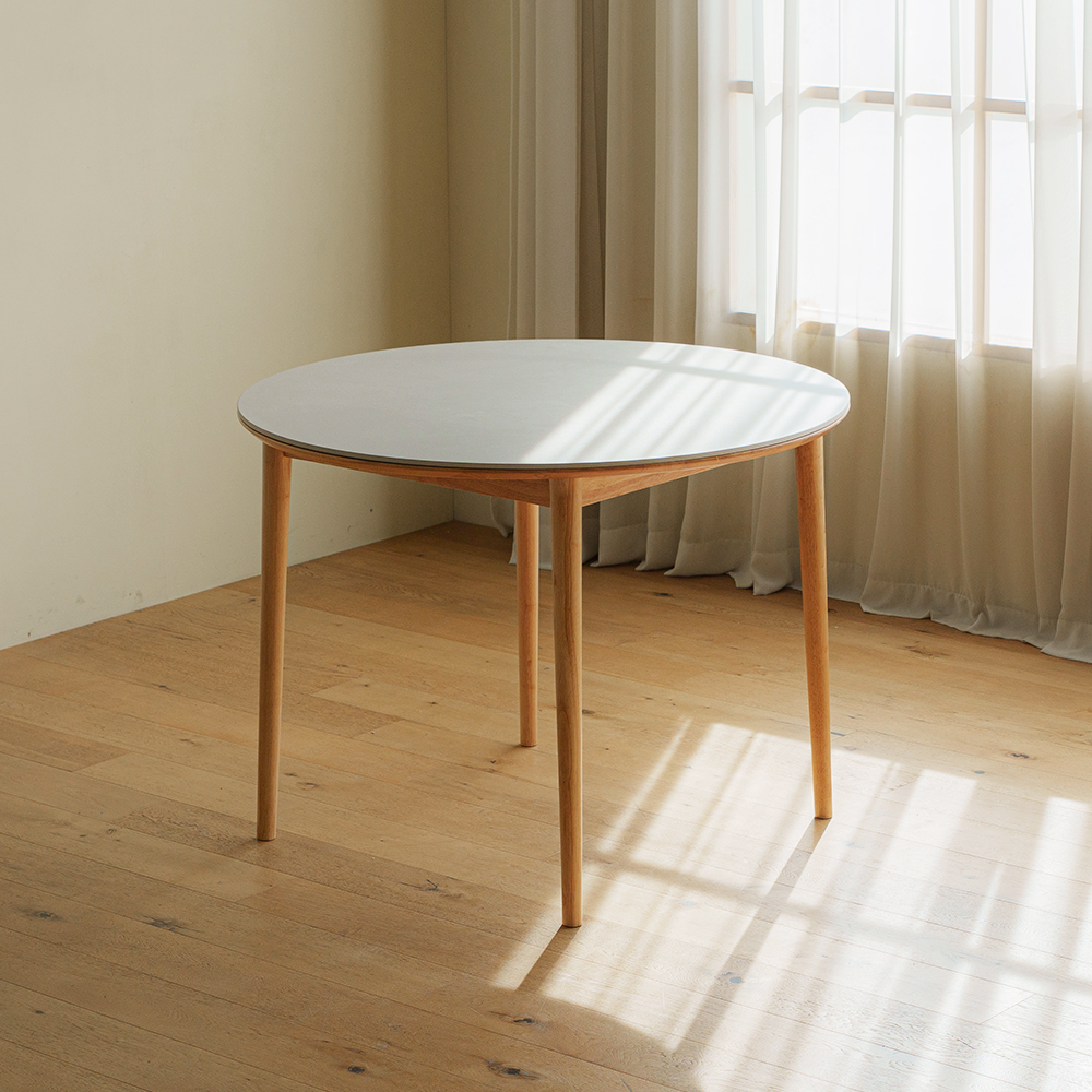 라떼 원목 원형 포세린 세라믹 테이블 1000