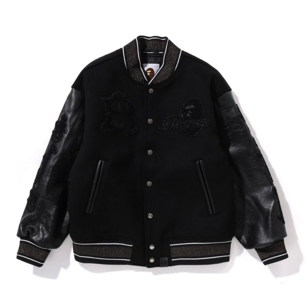 베이프 자켓 LINE CAMO MULTI LOGO WOOL VARSITY JACKET 1K80-141-301 - 메인 이미지