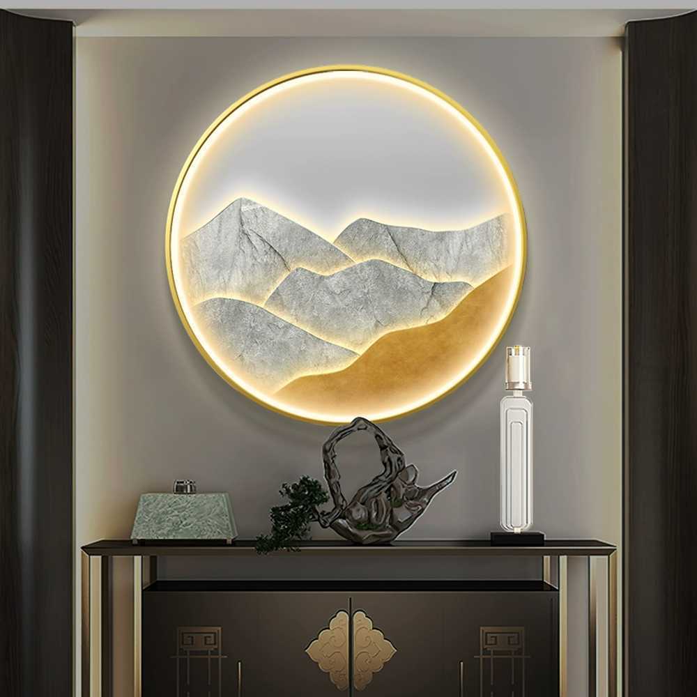 동양화 액자 인테리어 LED 조명 호텔 벽걸이 일식집 50x50CM 이미지 6