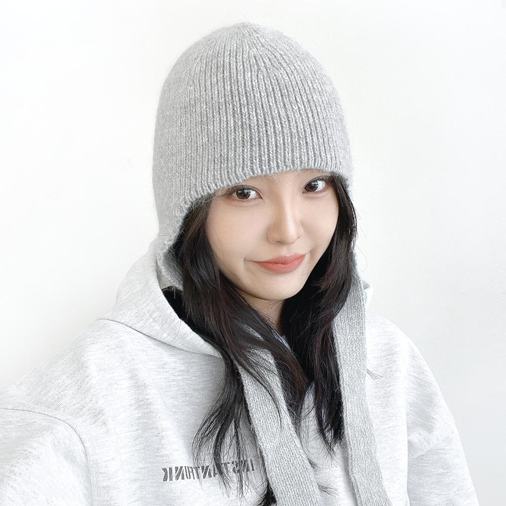 밈 앙고라 울 남자 여자 겨울 바라클라바 방한 니트 이어플랩 트루퍼햇 스카프 비니 귀달이모자 - 상세 이미지 2