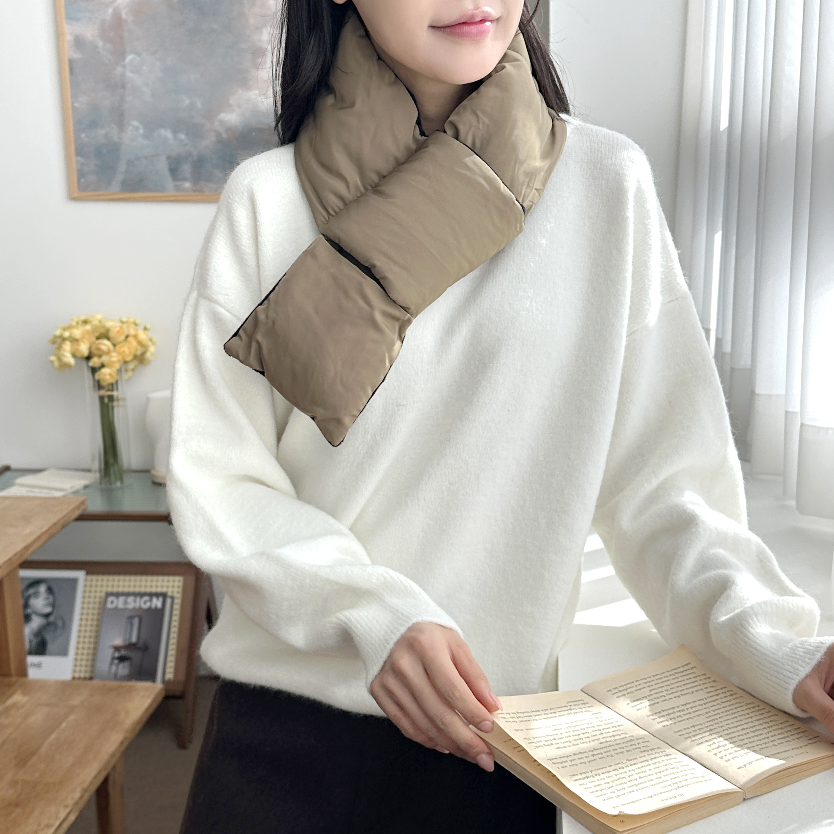 따뜻한 경량 패딩 목도리 가벼운 방한 골프 머플러 - 상품 이미지
