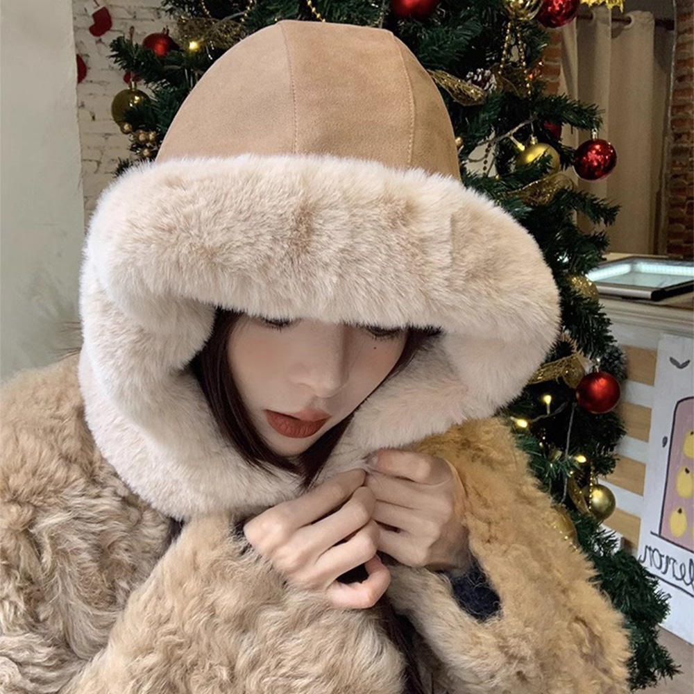 여성 방한 트루퍼햇 러시아 털 스웨이드 이어머프캡 군밤 장수 귀도리 방한모 귀덮는 귀달이모자 - 상세 이미지 3