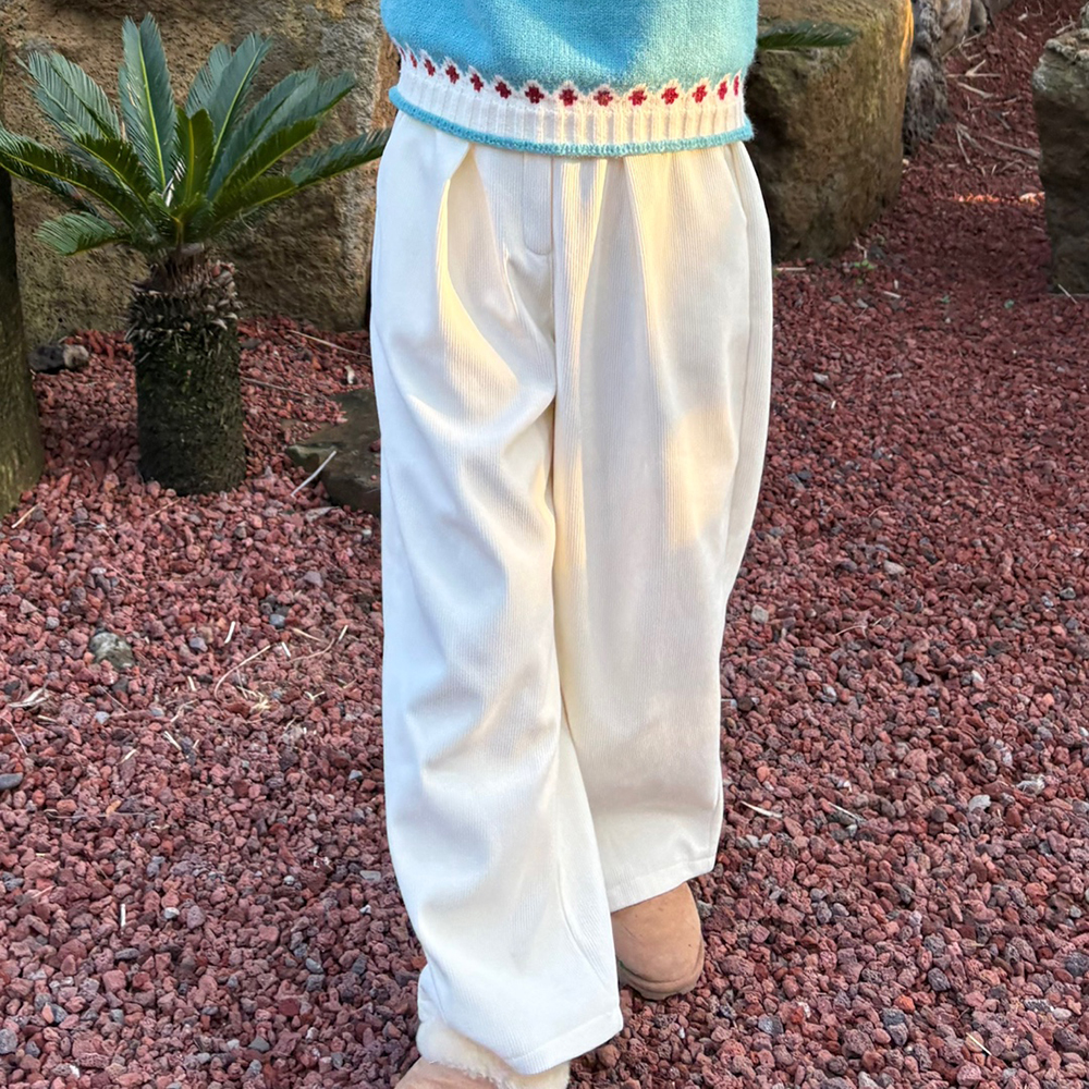 기모 코듀로이 와이드 밴딩 팬츠 - 상세 이미지 2