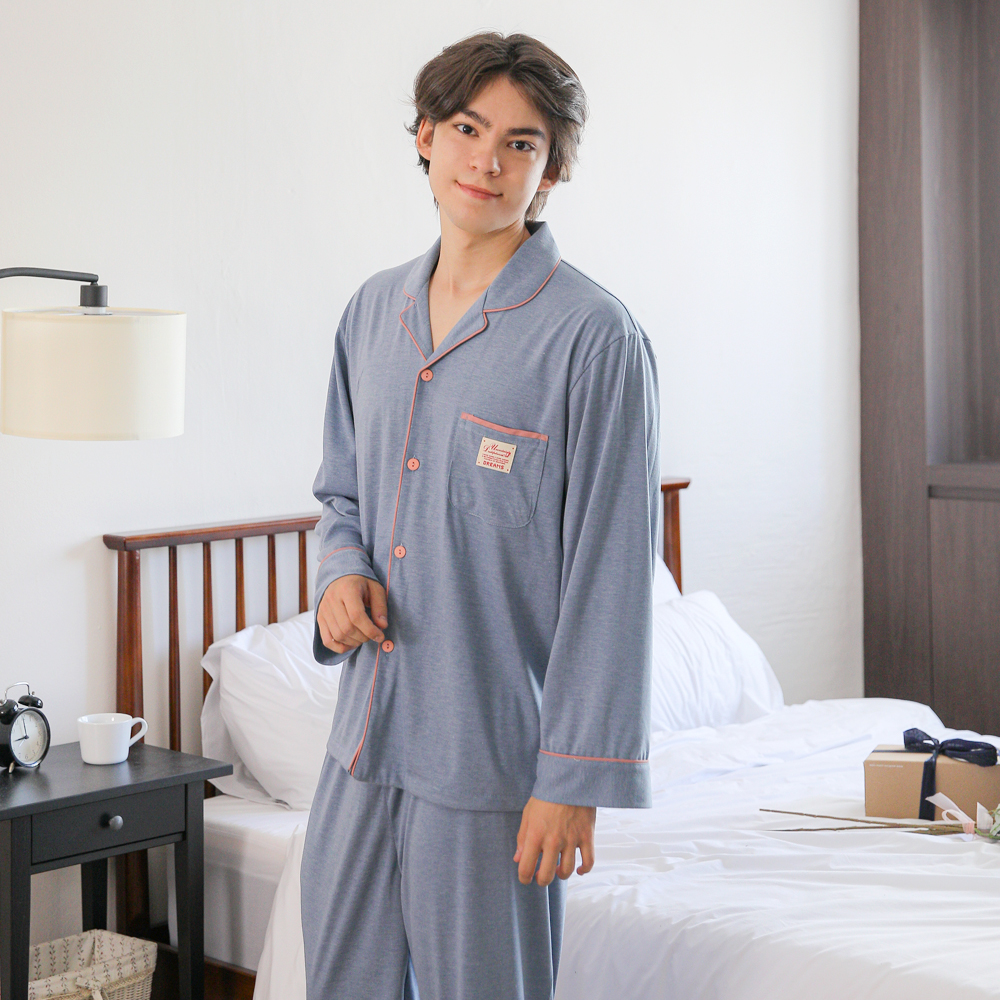 커플잠옷 여성 남성 긴팔 무지 파자마 신혼 홈웨어 연인 집들이 선물 24F411(마시멜로) - 상세 이미지 2