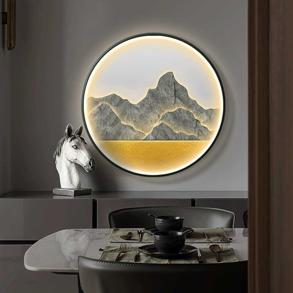 동양화 액자 인테리어 LED 조명 호텔 벽걸이 일식집 50x50CM - 상세 이미지 5