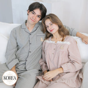 커플잠옷 여성 남성 파자마홈웨어 신혼 연인 선물 24F606-506(스티... 착용 후기 | 사이즈/핏 총정리 - 상품 이미지 1