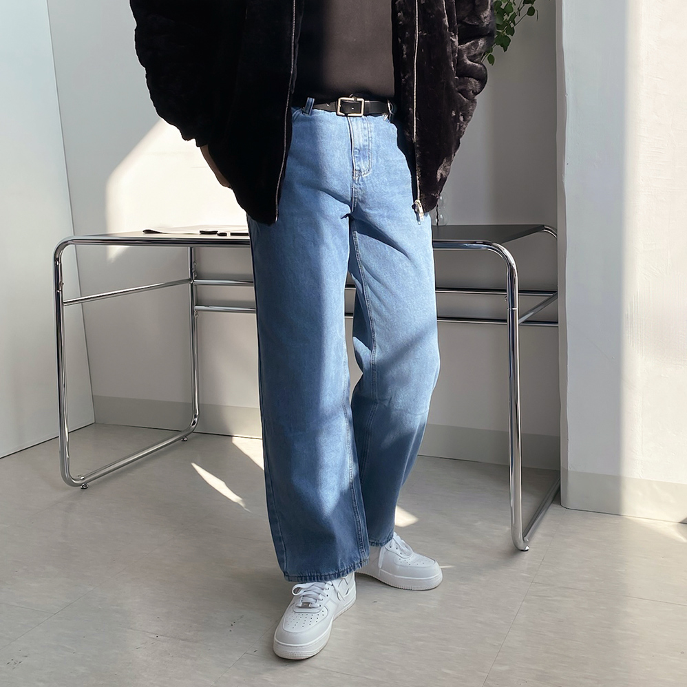 남성기모청바지 남자블랙진 연청바지 - 상세 이미지 2