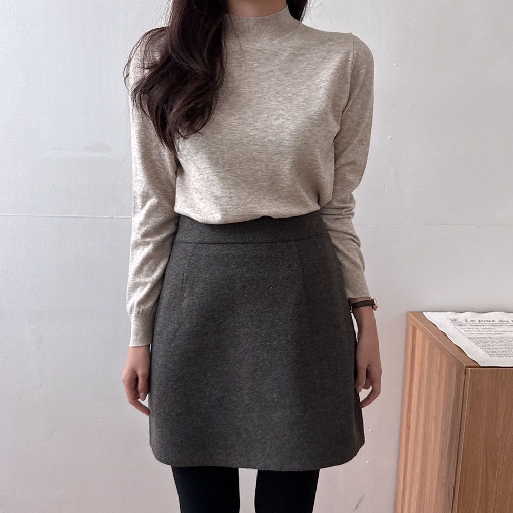 울스커트 A라인 겨울 모직 미니 스커트 이미지 8