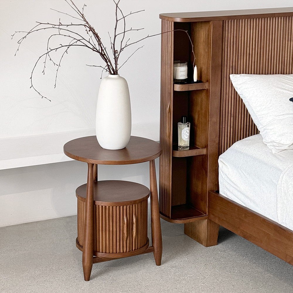 로포텐 로망 원목 틈새 미니 침대 옆 협탁 선반