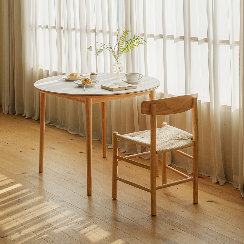 라떼 원목 원형 포세린 세라믹 테이블 1000