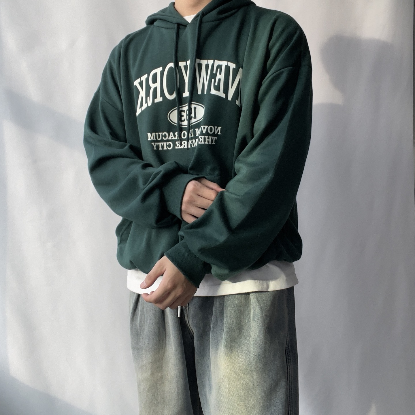 뉴욕후드티 크리스마스룩 버건디후드티 이미지 7
