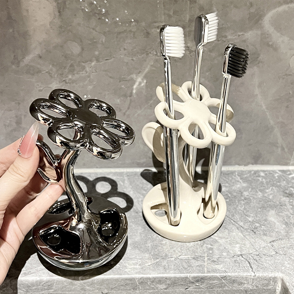 블룸 칫솔꽂이 거치대 면도기걸이 칫솔홀더 보관 화장실 도자기 양치도구정리 - 상세 이미지 2