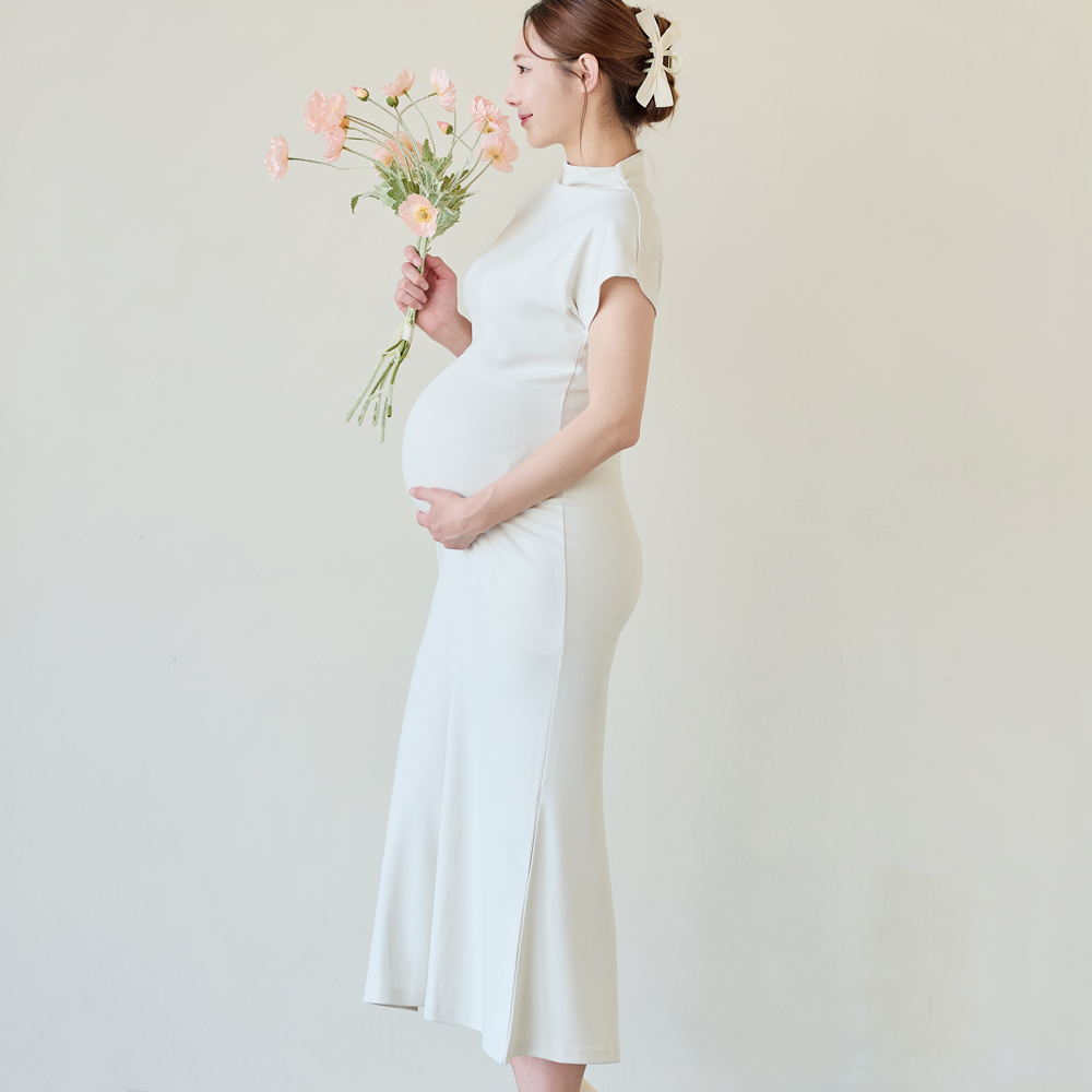 임산부 반목 트임 주수 원피스 만삭 사진 촬영 키작녀 키큰 하객룩 임부복 이미지 2