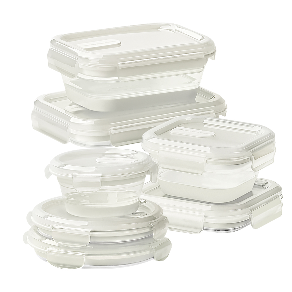 유즈베러띵 폴딩락 접이식 실리콘 밀폐 용기 투명 반찬통 7종 풀세트 - 상품 이미지