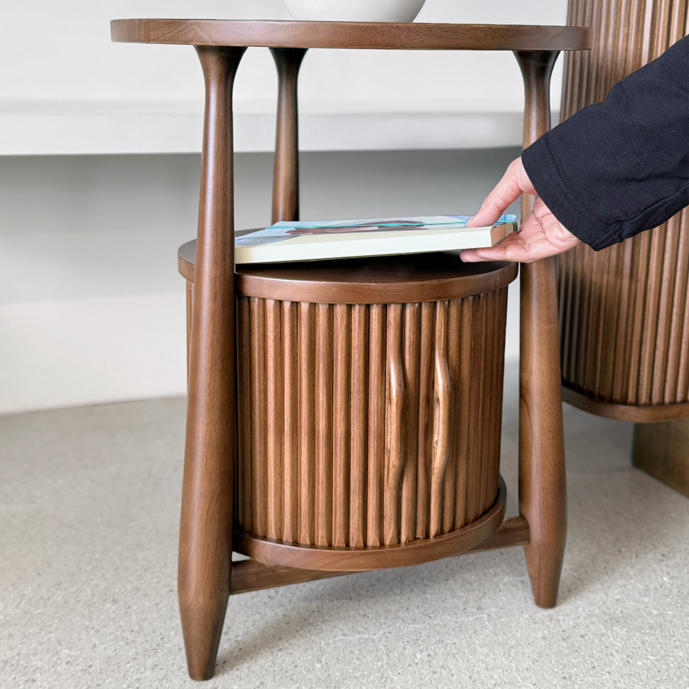 로포텐 로망 원목 틈새 미니 침대 옆 협탁 선반