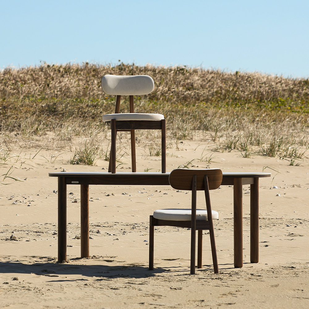 라미에스 유니 월넛 호두나무 포세린 세라믹 라운드 식탁세트 4인용 1400 의자4