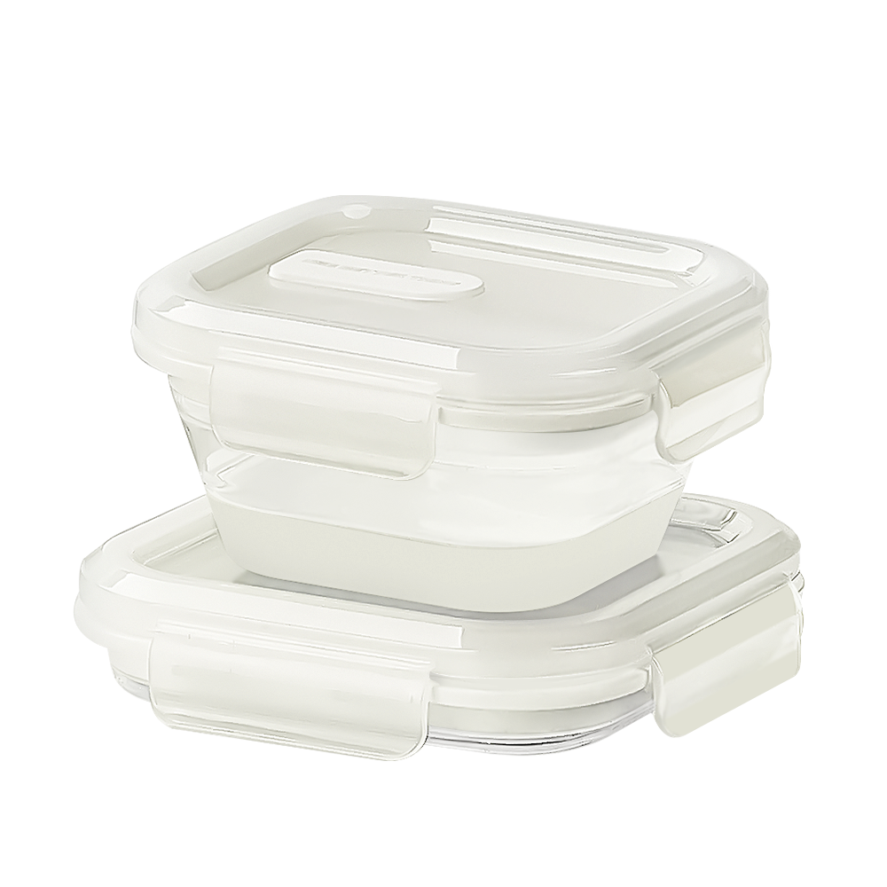 유즈베러띵 폴딩락 접이식 실리콘 밀폐 용기 투명 반찬통 정사각 2종 세트