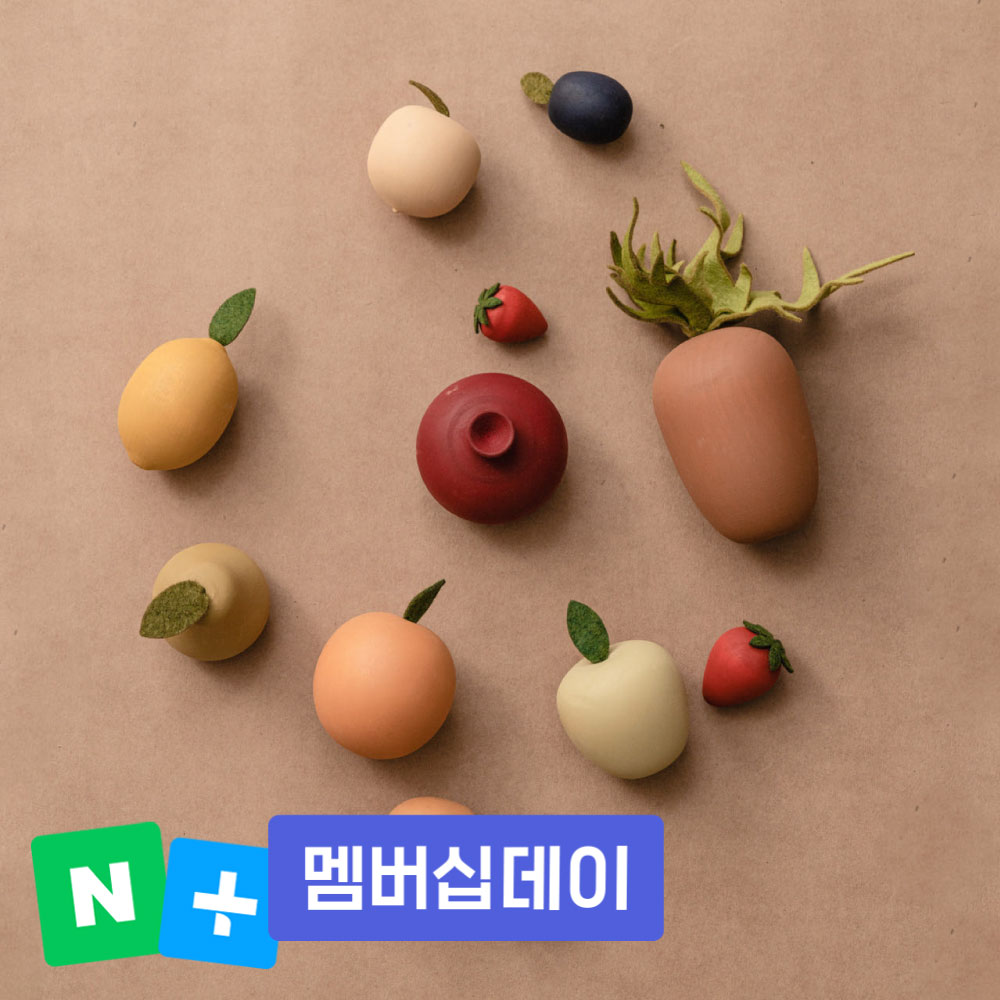 브릭오 원목 장난감 과일 fruit set 우드 토이 주방놀이 천연 발도르프 교구 감성 오브제 백일 돌 아기 출산 선물 - 상품 이미지