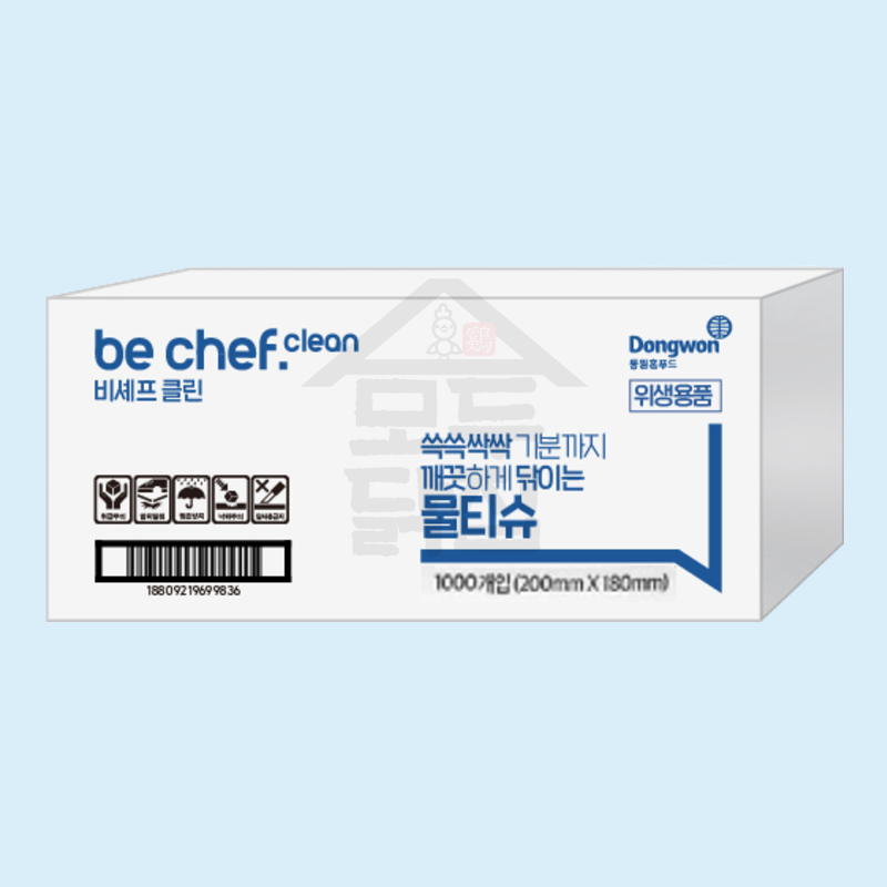 동원 홈푸드 비셰프 크린 업소용물티슈 1000매 낱개포장 물티슈 - 상세 이미지 2