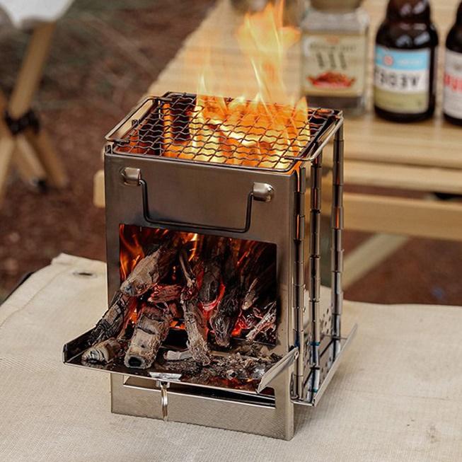소형 캠핑화목난로 야외화목난로 접이식미니화로대