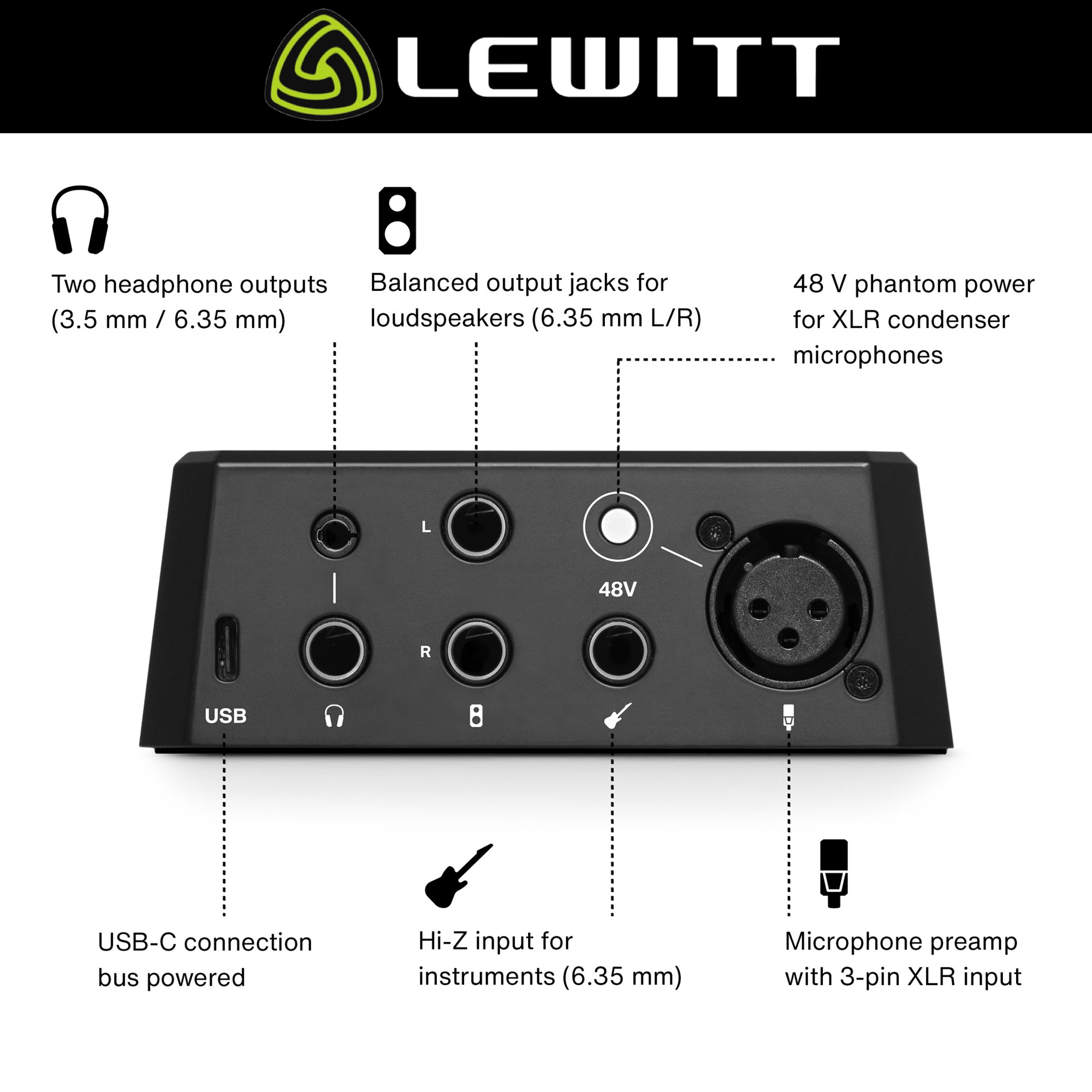 LEWITT CONNECT2 르윗 커넥트2 오디오 인터페이스 LCT240 콘덴서마이크포함 - 상세 이미지 3