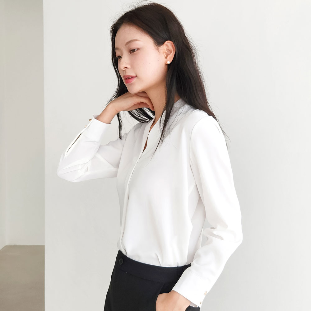 흰색 면접 흰블라우스 통통녀 하객룩 [셀디] - 상세 이미지 5