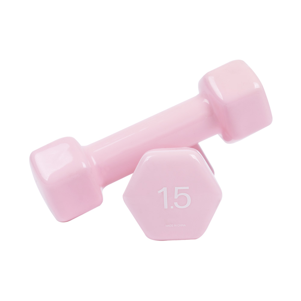 아이워너 PVC 뷰티 육각 덤벨 미용 아령 1.5kg, 2개, 파스텔핑크 - 메인 이미지