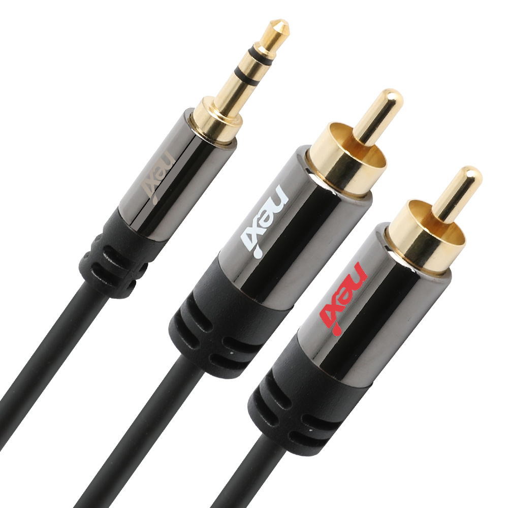 3.5mm AUX to 2RCA 케이블 스테레오 Y 스피커 앰프 연결 선 1m, 1개