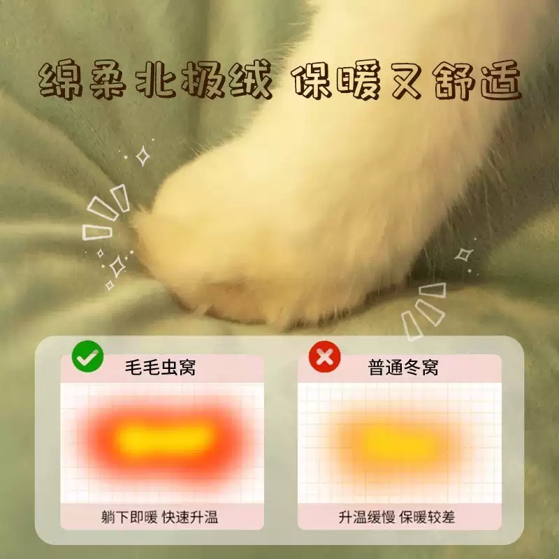 고양이 슬리핑백 길냥이 이불방석 조개집 강아지 쿠션 하우스 둥지 침낭 방석 - 상세 이미지 4
