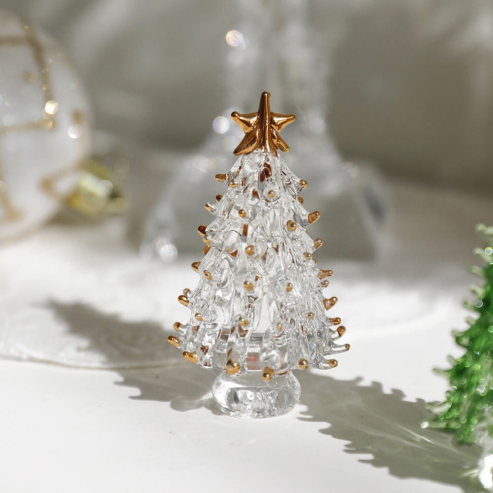 핸드 크리스탈 크리스마스 트리 오너먼트 미니어쳐 유리 장식 인형 장식품 투명