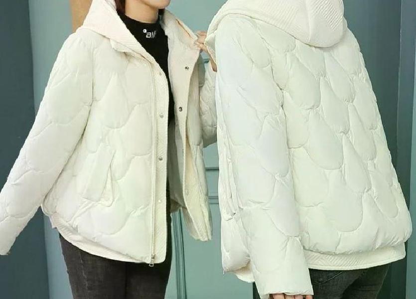 무료반품 패딩 후드 다운 코튼 코트 여성 의류 웨이브 프린지 하이 엔드 가역 자켓 트렌디 카키 L(55-62.5kg) - 상세 이미지 2