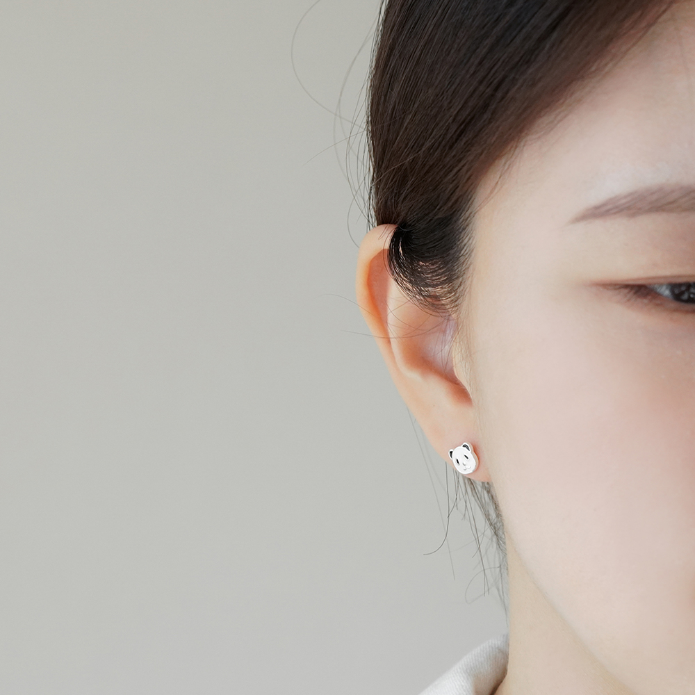 실버925 판다 팬더 은 침 귀걸이 이미지 6