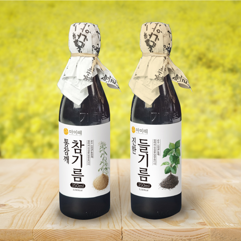마미레 고소한 참기름 350ml 들기름 350ml 각1병(총2병) - 상품 이미지