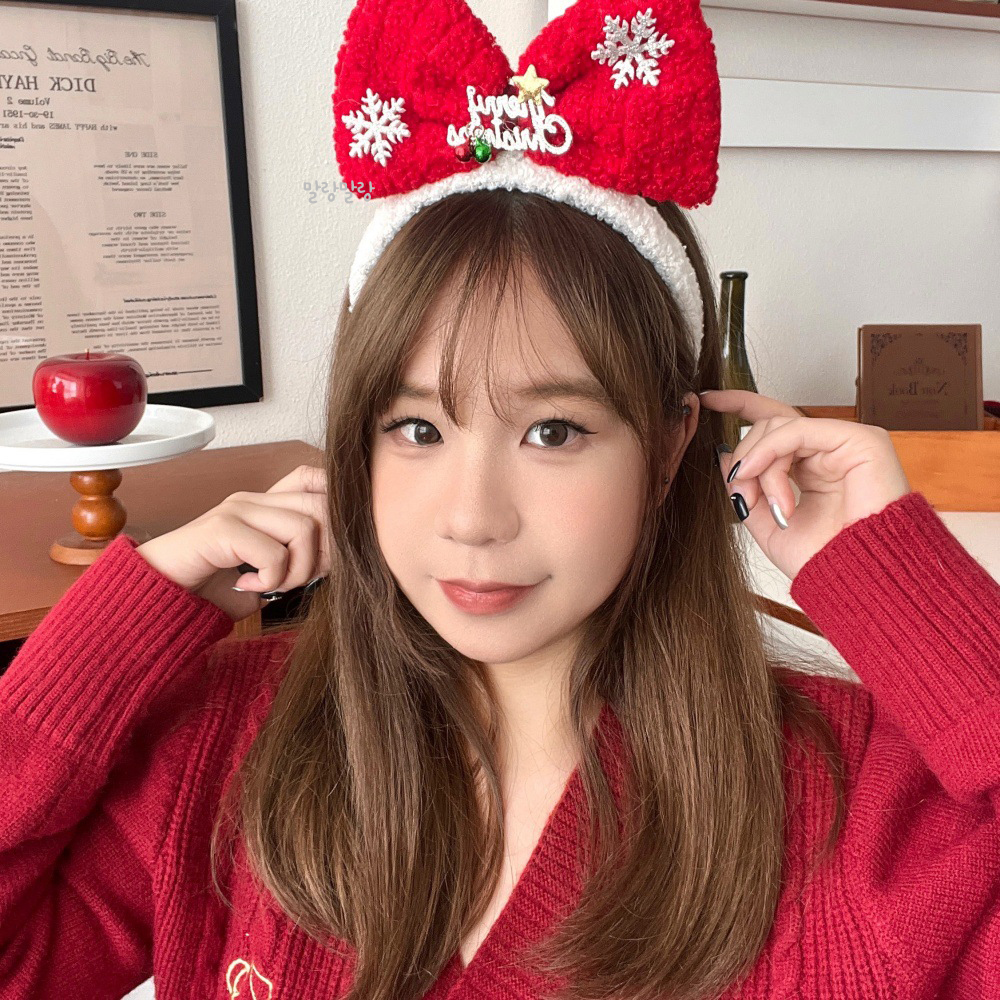 산타모자머리띠 크리스마스 파티 소품 왕리본 헤어밴드 이미지 7