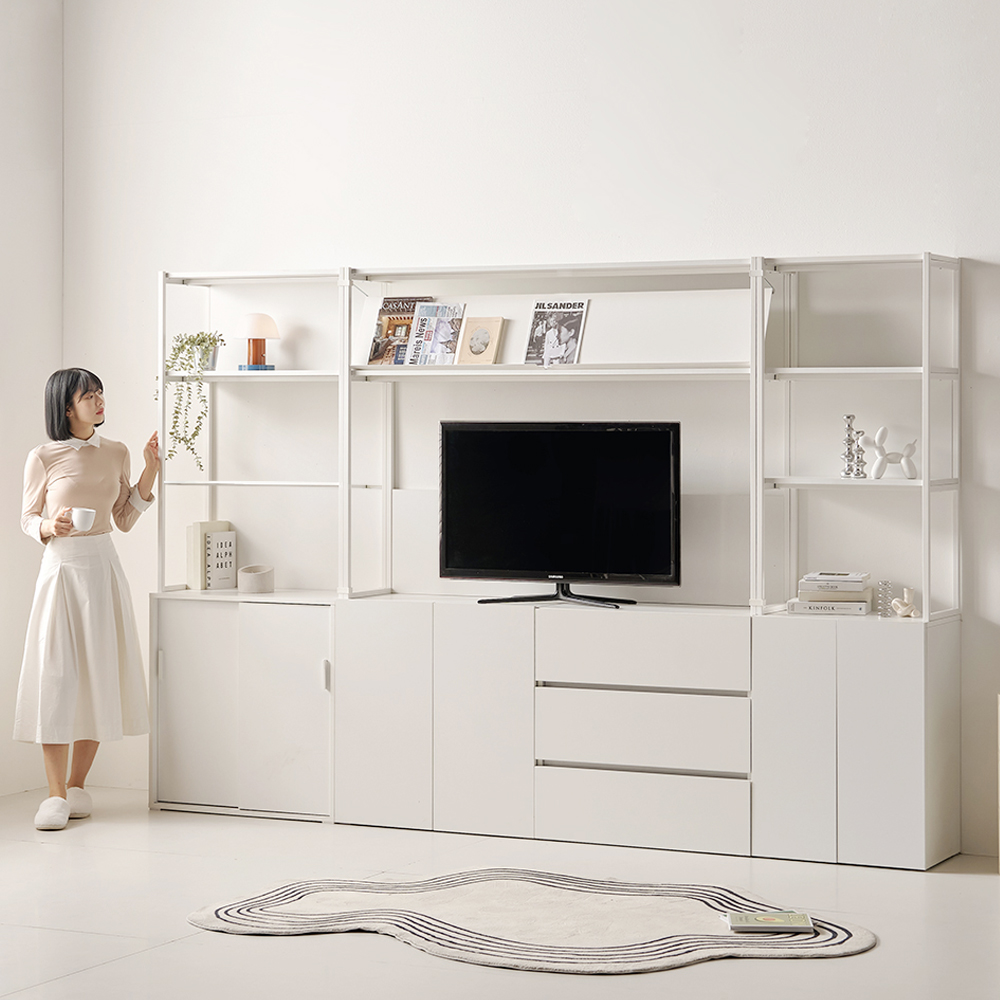 TV 거실 수납장 높은 다용도 시스템 월플렉스 주방 안방 수납장 맘마존 도어장 1200 - 상품 이미지