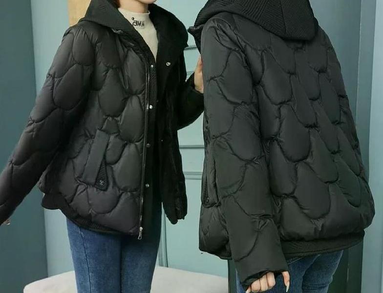 무료반품 패딩 후드 다운 코튼 코트 여성 의류 웨이브 프린지 하이 엔드 가역 자켓 트렌디 카키 L(55-62.5kg) - 상세 이미지 3