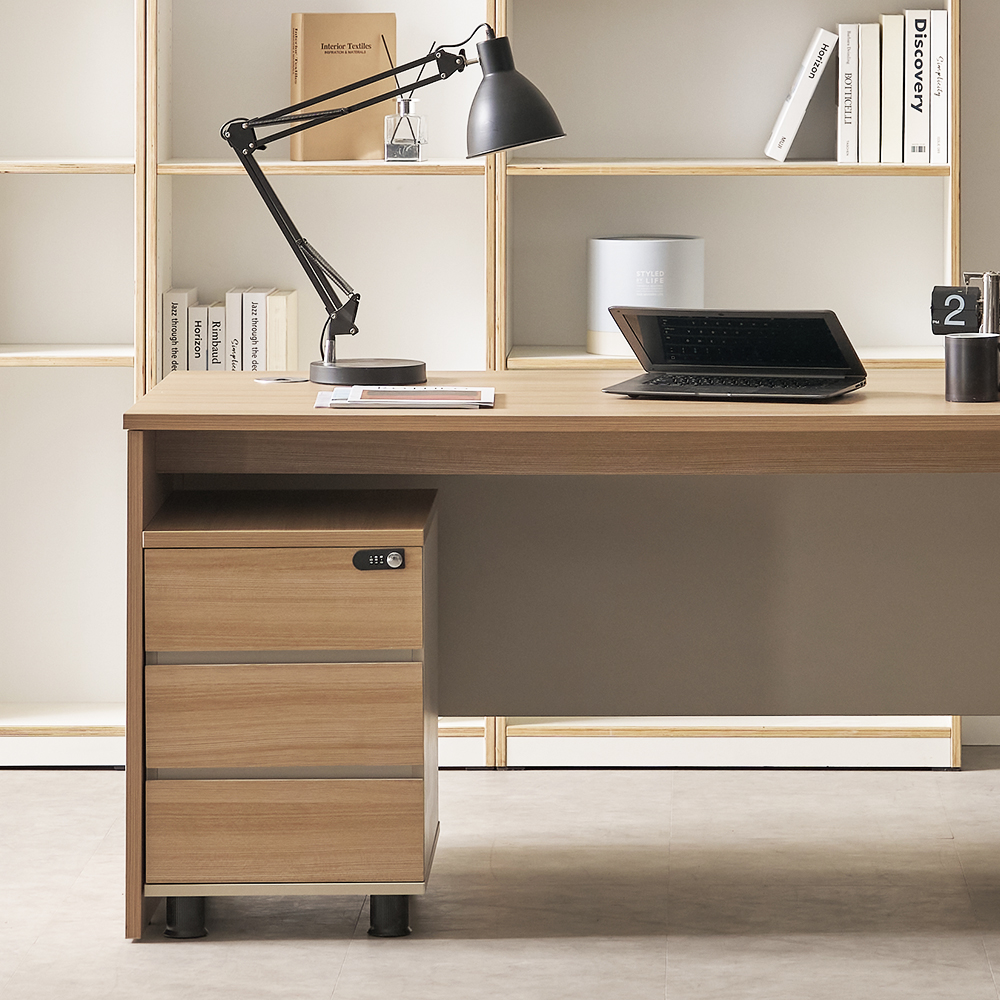 사무실 이동서랍 3단 사무용 책상서랍장 라이즈 오크