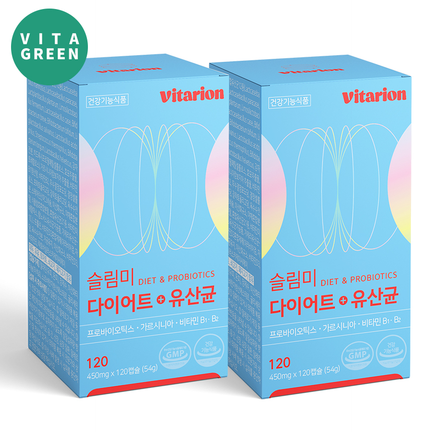 슬림미 가르시니아 다이어트 유산균 비피더스균 3종 체지방감소 6중기능성 120캡슐, 2개