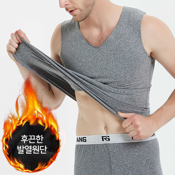 장바9니 2장1세트 노라인 히트택 나시티 초경량 발열 민소매 남성내복 - 상세 이미지 4