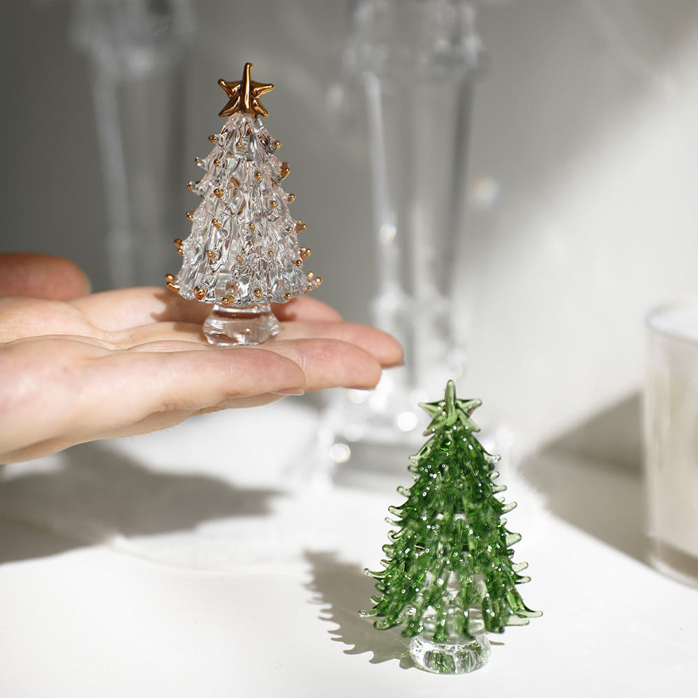 핸드 크리스탈 크리스마스 트리 오너먼트 미니어쳐 유리 장식 인형 장식품